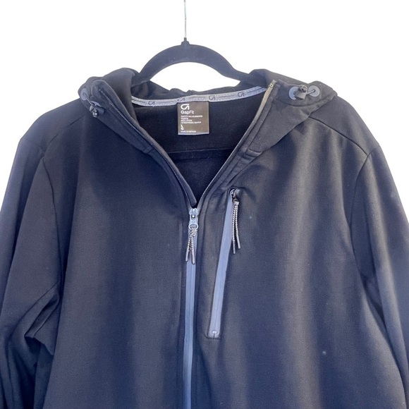GAPFit Men's Hoodie Fleece Lined Full Zipper Black Size L - Picture 2 of 13